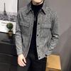 Erkek Polo Yaka Ceket Moda Slim Fit Takım Elbise Ceket Yüksek Kalite Kareli Çok Cepli Kore Günlük Ceket Büyük Beden