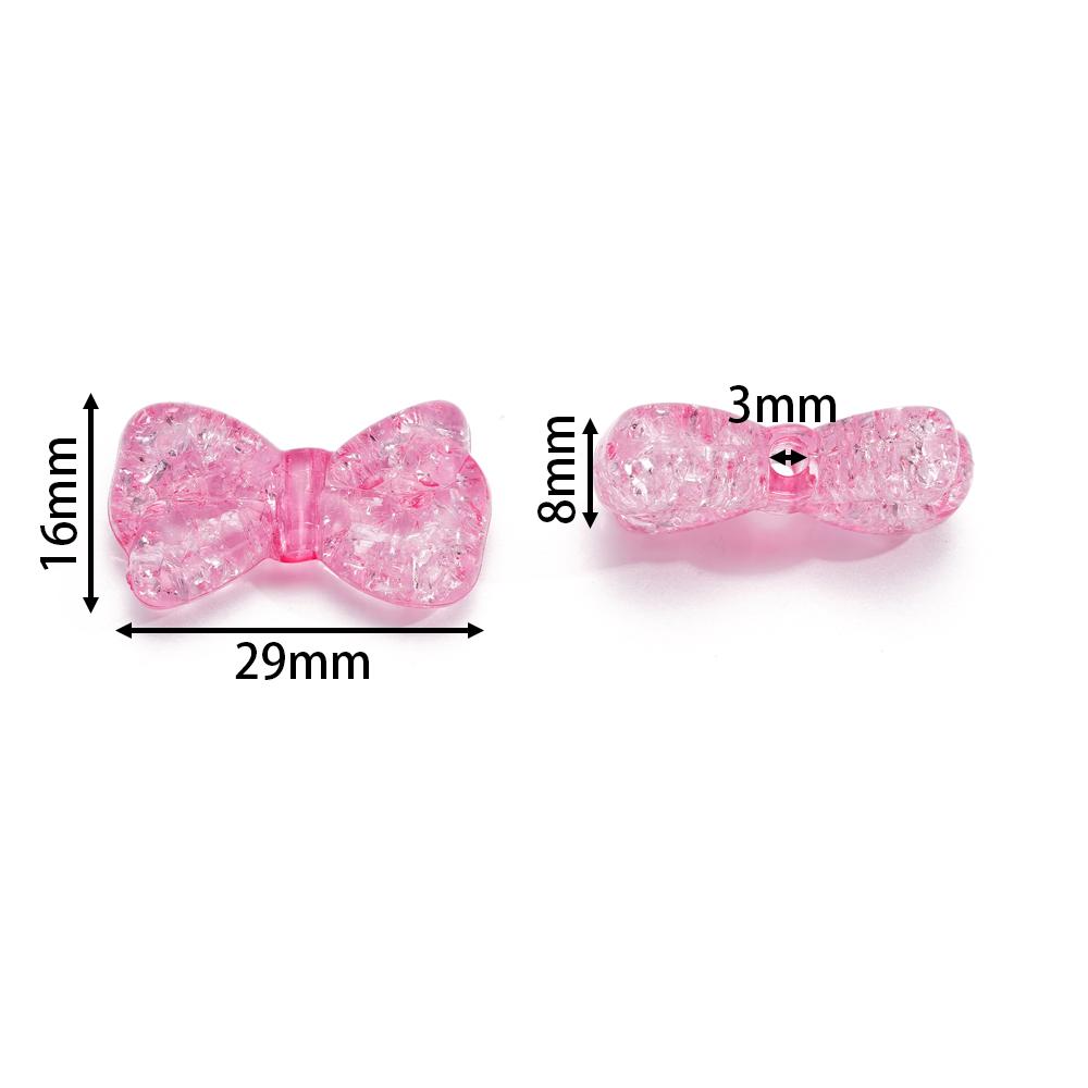 10pcs/lot 16mm Cracked Bowknot Acrylic Beads Transperant Loose Spacer Beads For Bracelet Charm DIY Jewelry Making  Findings