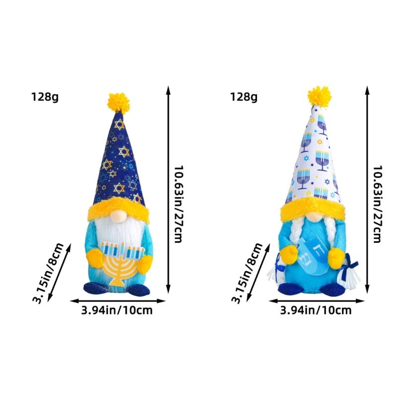 Faceless Ornament Colorful Cloth Hanukkah Festival Gnome Ornament Cultural Home Decorations for Holiday Party Festive