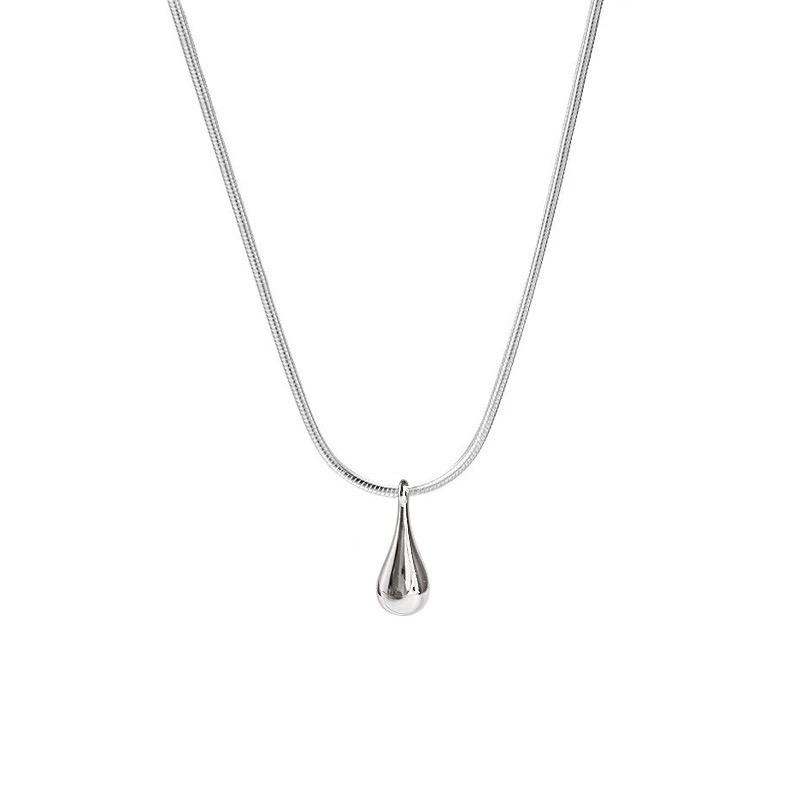 S925 Silver Necklace For Women Waterdrop Shape Fashion Minimalist Pendant Necklace Cute Charm Necklace Birthday Gift