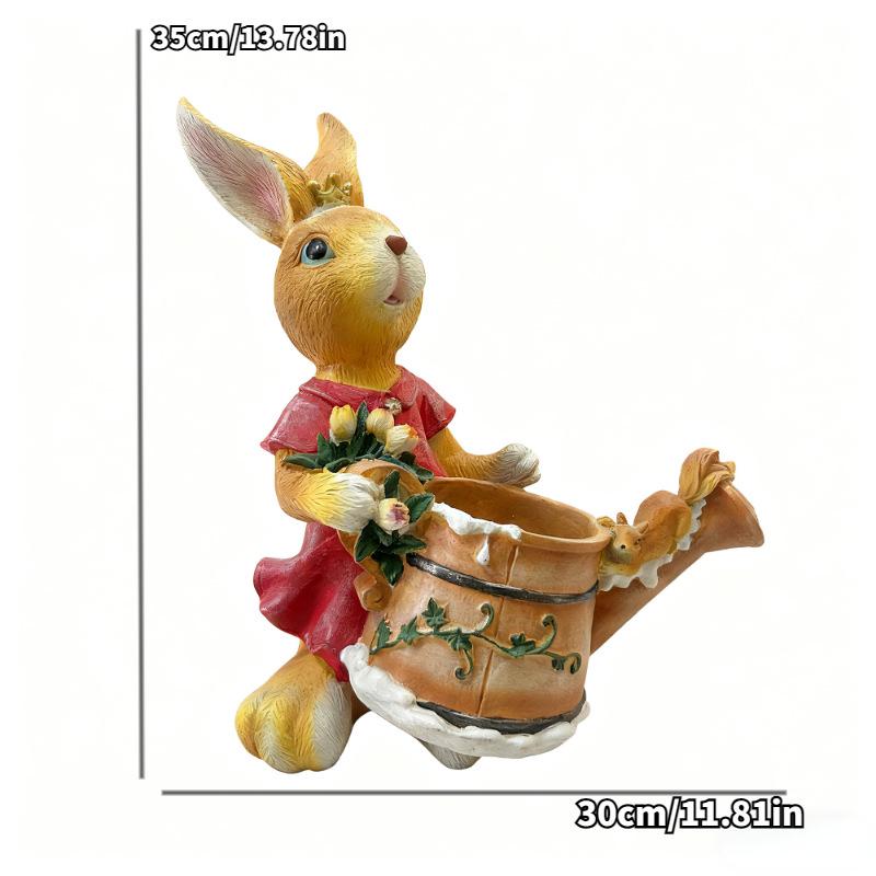 Artistic Resin Rabbit Flower Pot for Indoor Outdoor Gardens