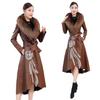 Leather jacket women's medium and long over-the-knee pu leather trench coat autumn and winter new imitation sheepskin coat large size fur coat