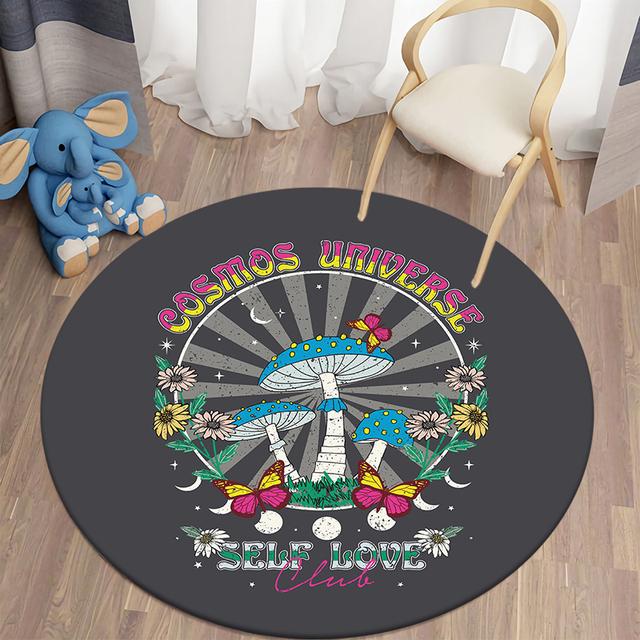 Tappeto Rotondo Stampato Floreale Stampato Kawaii Per Tappeti Soggiorno Tappetini da Picnic da Campeggio Tappeto Antiscivolo Tappetino da Yoga Tappeti Per Camera da Letto