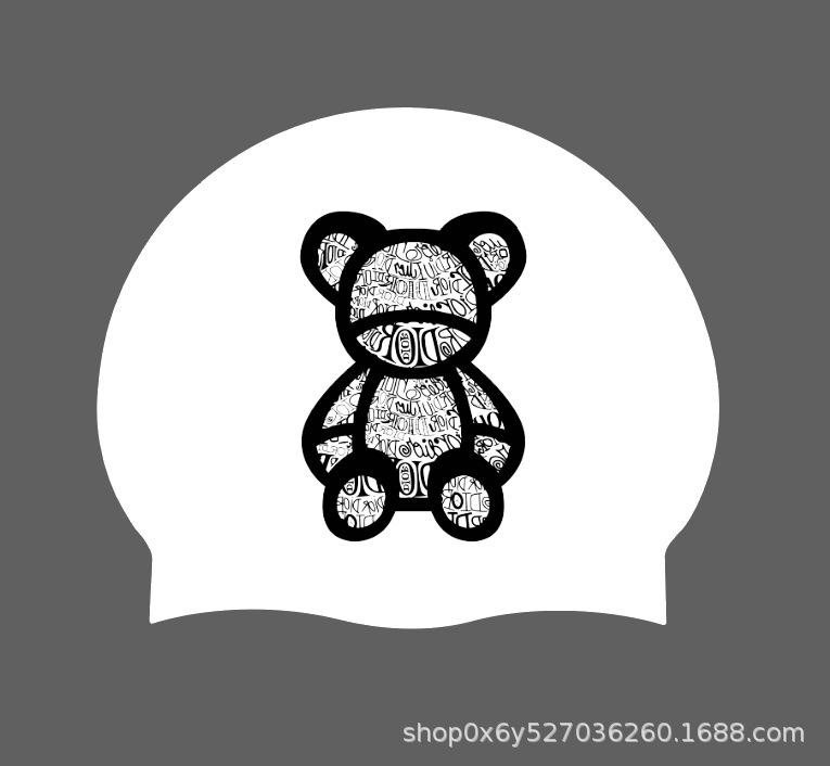 Women's Long Hair Silicone Swim Cap with Racing Pattern for Large Sizes