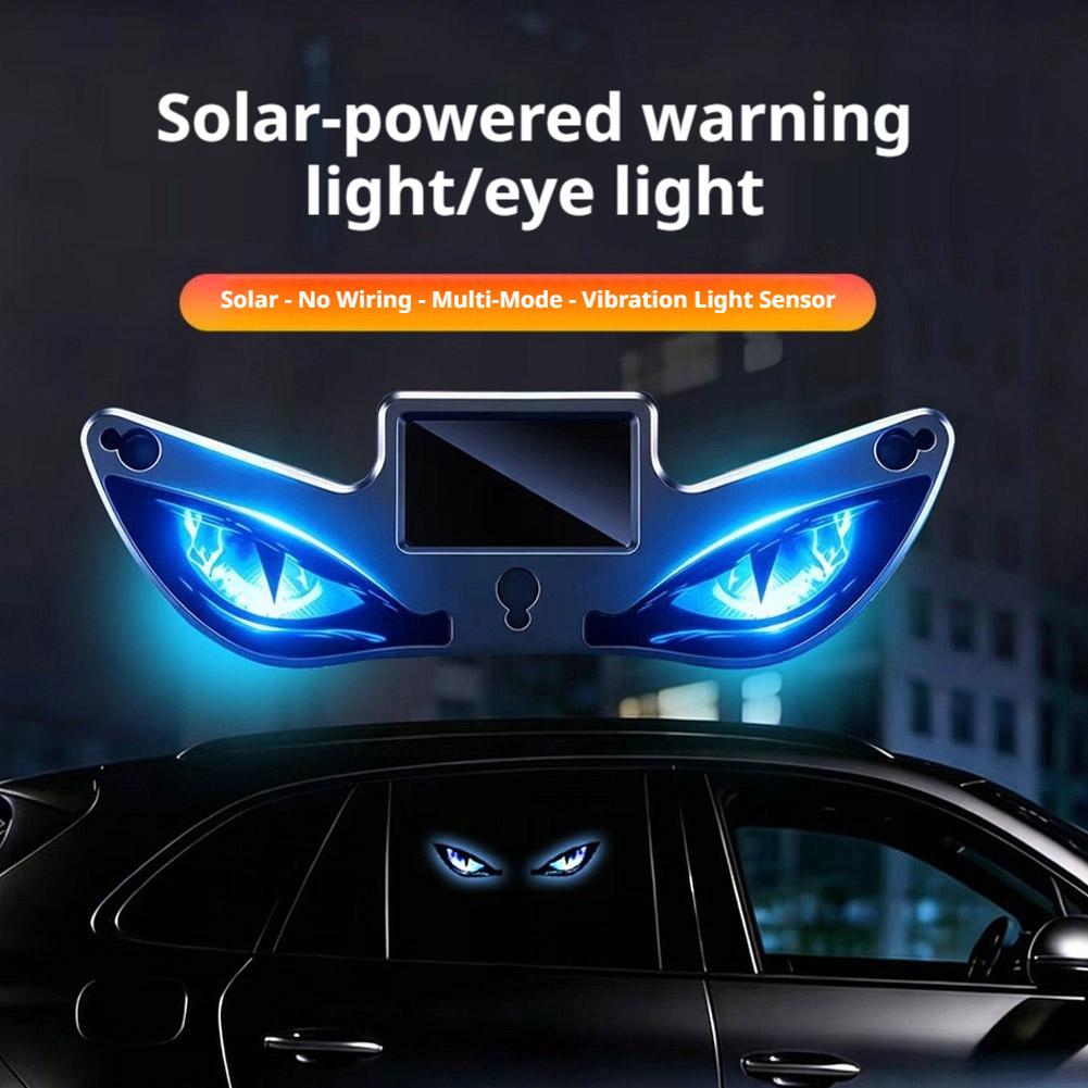 Solar Devil Eyes LED Car Window Light Wireless No Drill Solar Powered Demon Eyes Warning Lights for Cars/ Trucks/SUV/RV/Vans Neon Lights 4