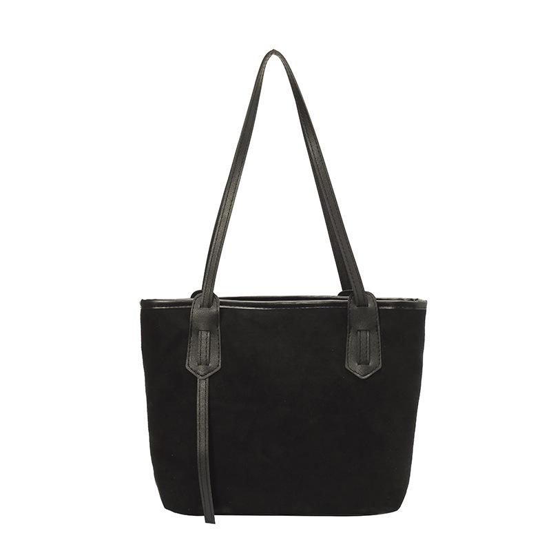 Korean-Style Suede Tote Bag: European & American Retro, Large Capacity, Casual Commuter Shoulder Bag