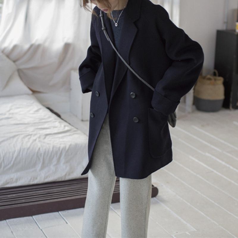 Small double-sided cashmere coat for women's new fashionable high-end short loose wool coat for women