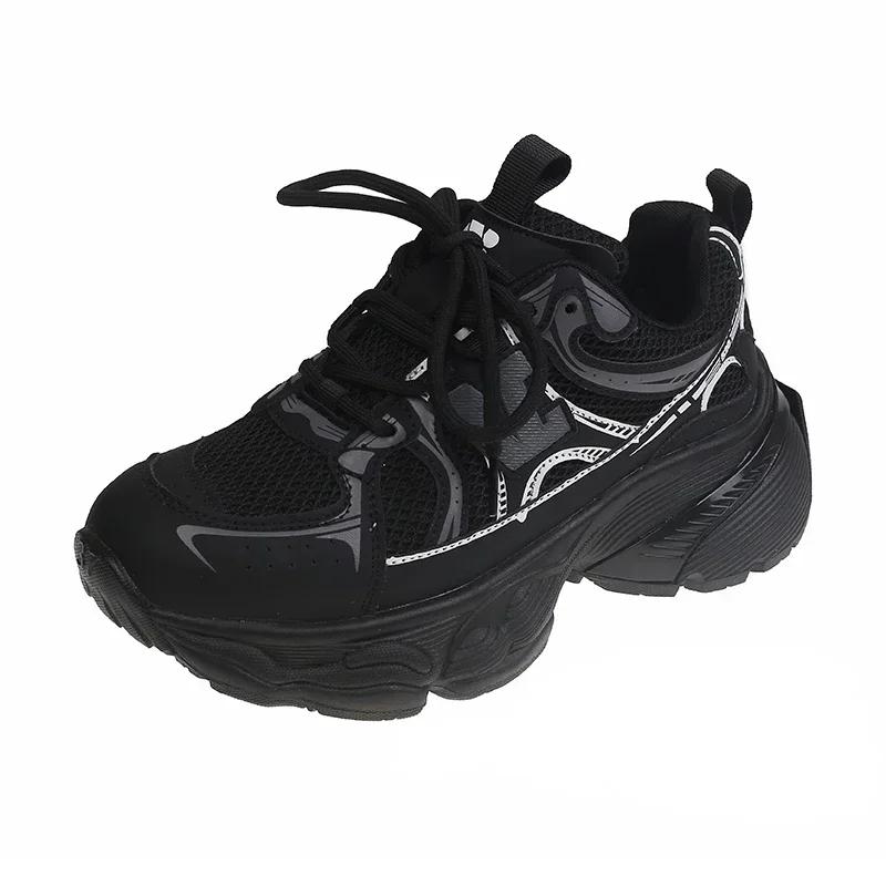 New Thick Soled Silver Dad Shoes for Women Vintage Versatile Breathable and Casual Sports Shoes for Women Casual Sneakers