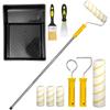 GROWNEER 10 PCS Paint Roller Set with Extension Pole, Large & Small Rollers and Tray – Effortless and Precise Painting for Walls, Ceilings, Doors