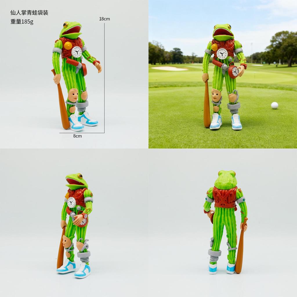 Italian Brainrot Al Cactus Clock Fusion Monster Pvc Toy With Running Shoe Design For Kids Playroom Decor