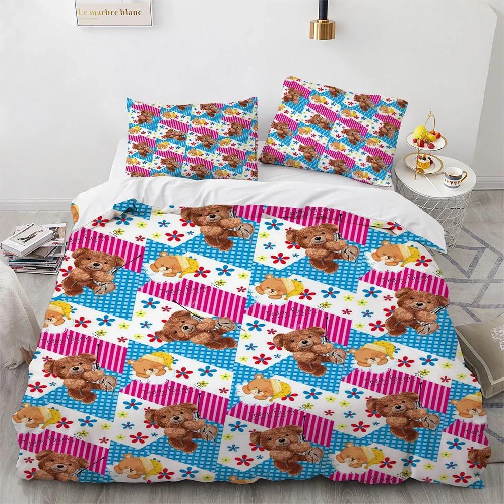 Children Kids Soft Duvet Cover Sets Twin Young Boys Young Girls Beding Set 3D Print Unicorn, Dinosaur, Bear, Bed Quilts Cover Sets for Adult