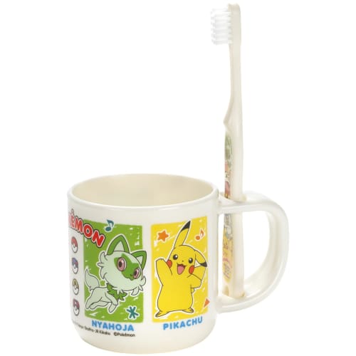 Skater Toothbrush Set with Stand and Cup, 180ml, 14.5cm, for Preschoolers 3-5 Years Old, Pok?mon 2024, Boys, KTB5-A