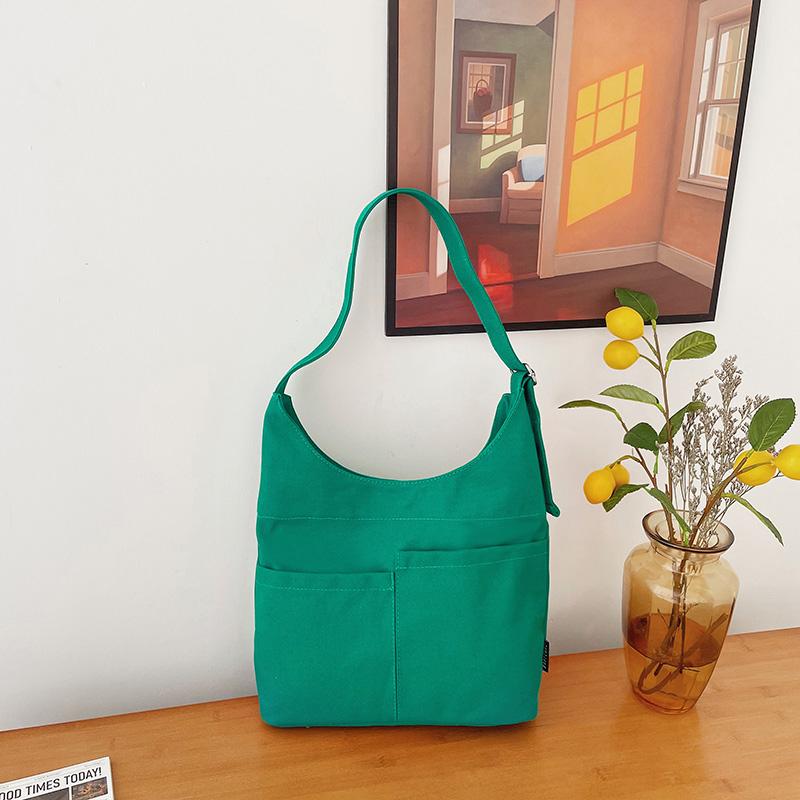 Large Capacity Tote Bag Women's Canvas Bag Solid Color Shoulder Crossbody Bag