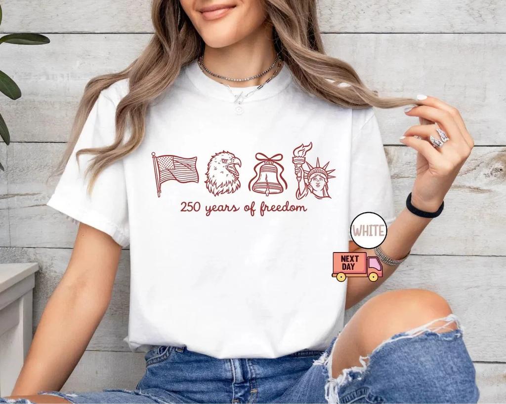250 Years of Freedom Shirt America Anniversary Patriotic USA Tee
