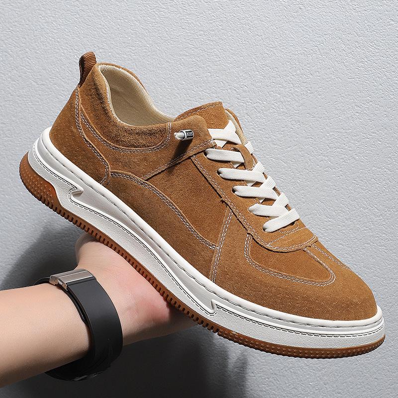 Spring Men's Shoes New Retro Board Shoes Men's Shoes Genuine Leather Sports and Leisure White Background Versatile Color Matching Men's Leather Shoes