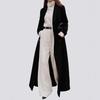 Women's Long Black Double-Breasted Overcoat