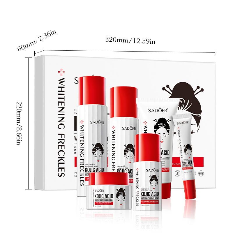 

Набор для отбеливания и удаления веснушек с койевой кислотой, 6 предметов, осветляющий и увлажняющий, 6 предметов, осветляющий и разглаживающий морщины, роскошный набор для ухода за кожей