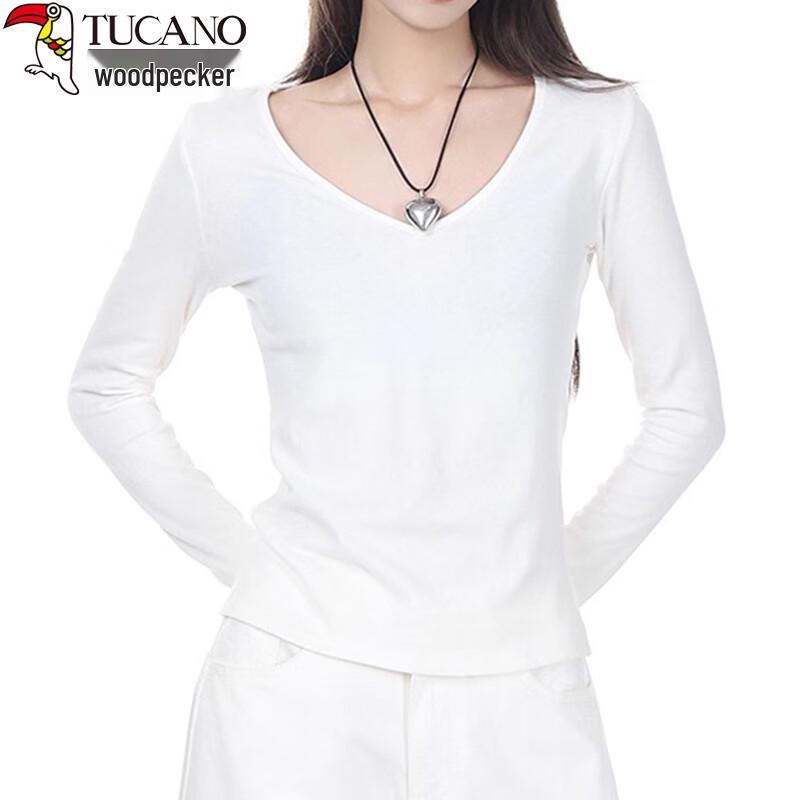 Woodpecker Women's V-Neck Slim Fit Long Sleeve T-Shirt
