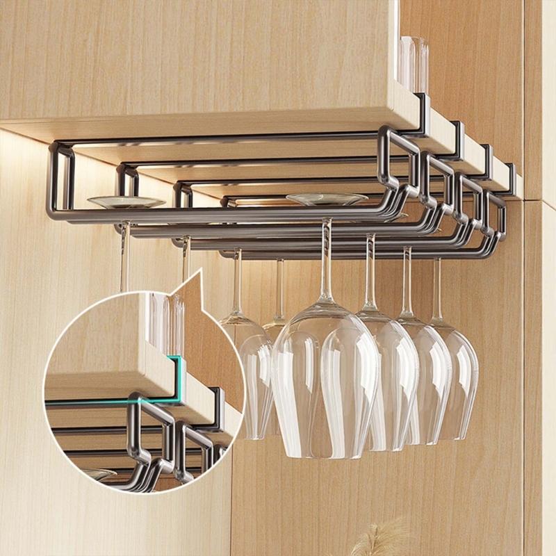 Under Cabinet Hanging Rack Wine Glass Storage Racks Simple Designs Holders Perfect For Bars And Kitchens