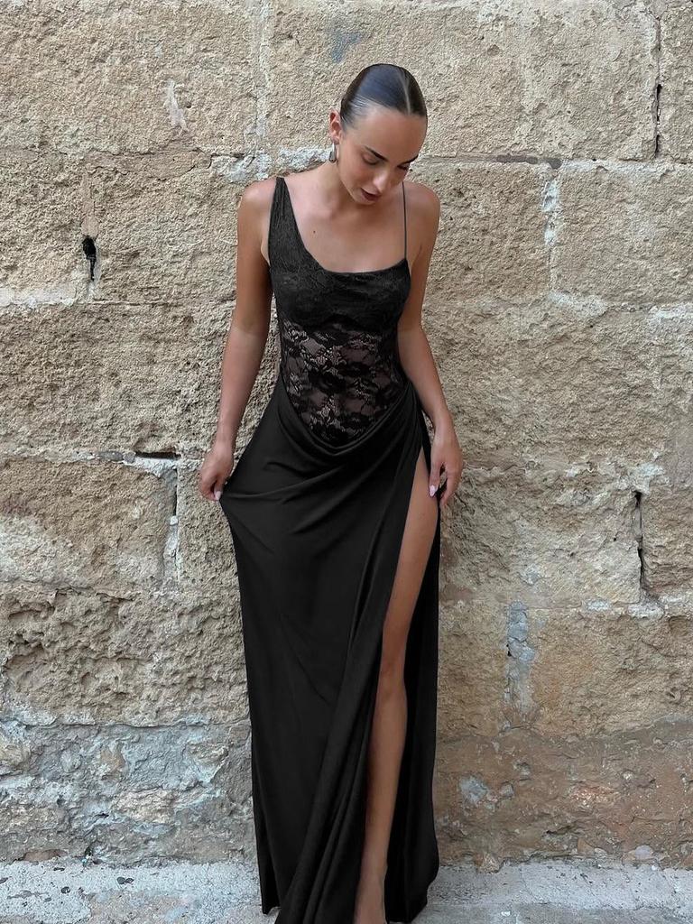 2025 Summer Women's Strapless Mesh Lace Bodycon Dress