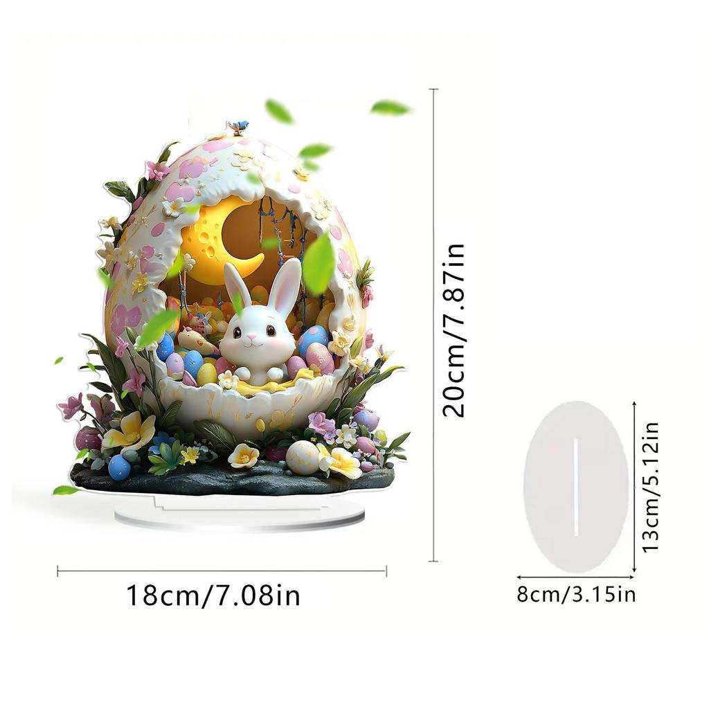 2d Flat Easter Eggs Cute Bunny Acrylic Table Top Decorations Wear Decorations Small Christmas Ornament