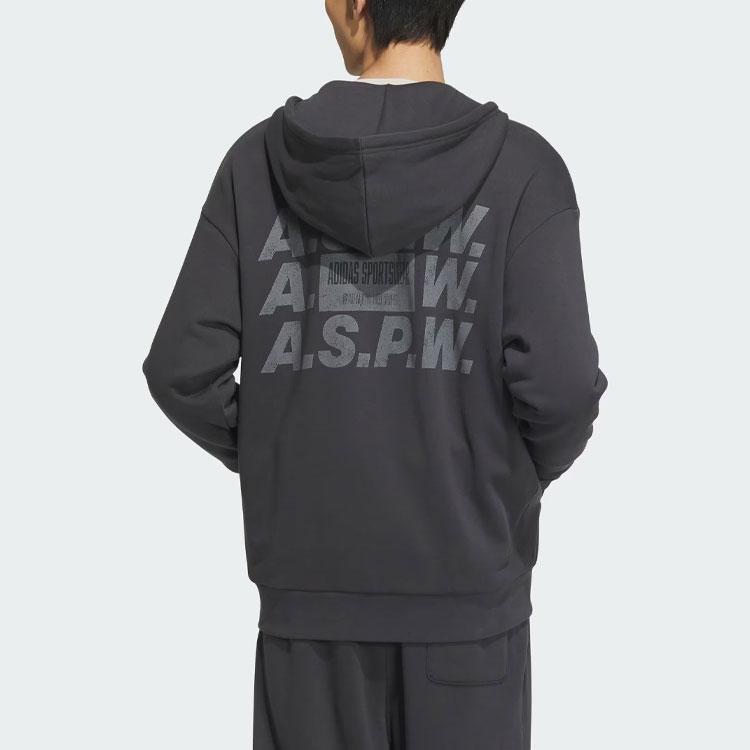 Adidas Sportswear Letter Print Hooded Jacket Men Jacket Carbon-Black IS7426