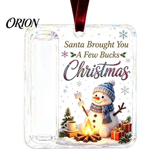 Uniek Feestcadeau voor Familie Kerstmis Acryl Geldhouder Ornament, Cash Hangend Decor met Feestelijk Patroon, Boomhanger Verrassend Geven,