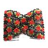 Women's Chic Stretch Rose Flower Bow Beaded Hair Comb Cuff Double Insert Clips