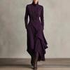 Women Clothing Fall Solid Color Long Sleeve Turtle Neck Maxi Dress