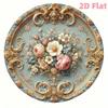 LUXE DECOR Baroque 2D Floral Wooden Wall Art 8 Inch Round Pink Vintage Home Decor