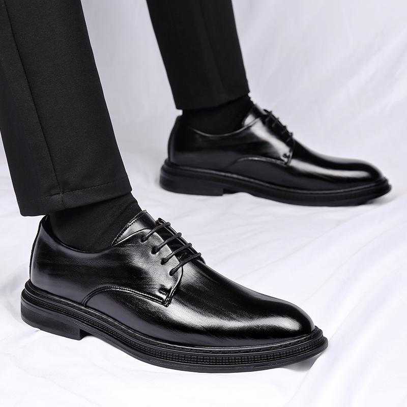 Fashion Spring New Men's High-quality and Comfortable Oxford Shoes British Fashion Men's Lace Up Pointed Business Formal Leather Shoes