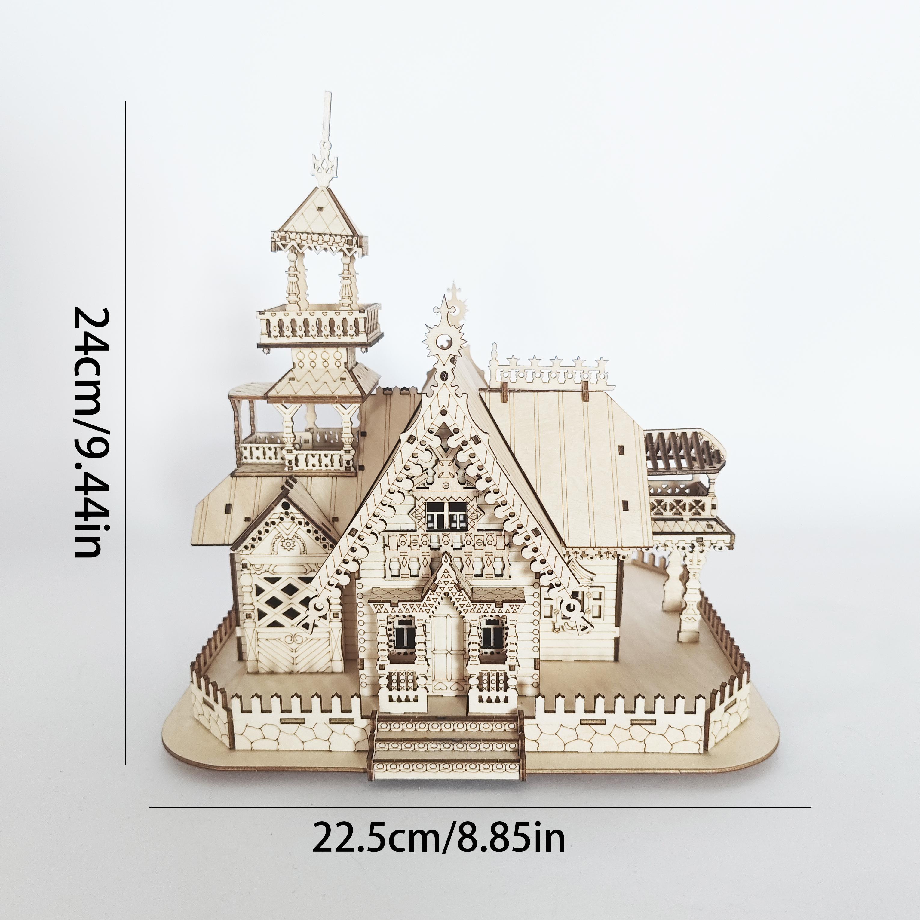 3D Wooden Puzzle: Mini Mei Hua Villa DIY Craft Wooden Puzzle Ideal Gift for Birthdays, Halloween, and Christmas белый