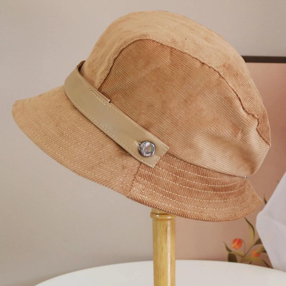 2025 new autumn and winter corduroy fisherman hat for women warm ear protection and face-protecting small versatile casual and f