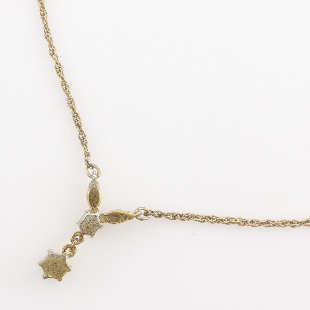 NINA RICCI Earing set Necklace Plated Gold/Rhinestone 4.1g Women Used