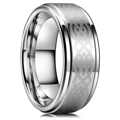 Fashion 8mm Titanium Stainless Steel Celtic Knot Rings For Men Women Viking Infinity Intertwined Cross Ring Wedding Band Jewelry