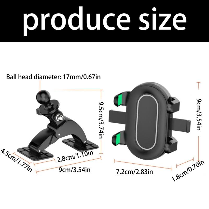 Car Dashboard Phone Mount Holder 17mm Ball Joint Bracket Double Adhesive Nonslip Base Full Rotation Mobile Device Holder
