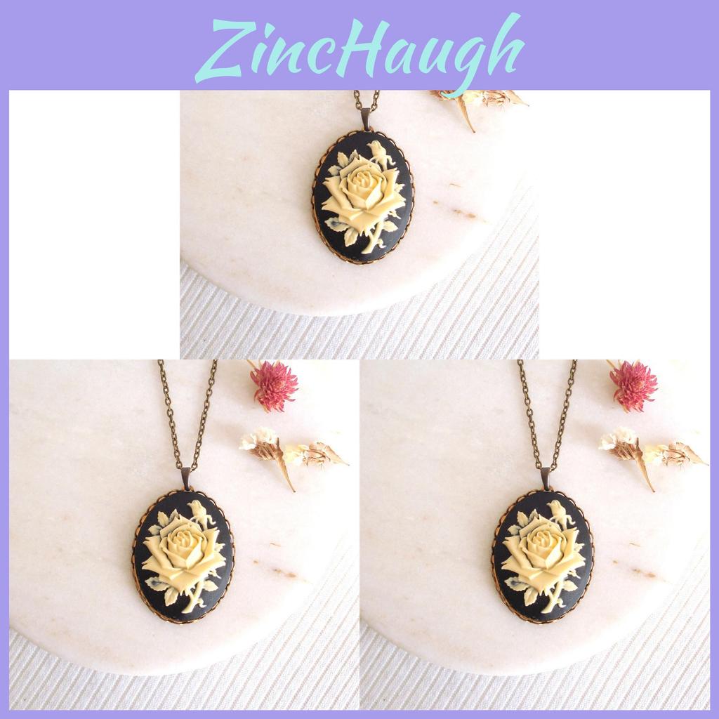 Vintage Black Rose Alloy Necklace With Cross Chain For Women Stylish Jewelry