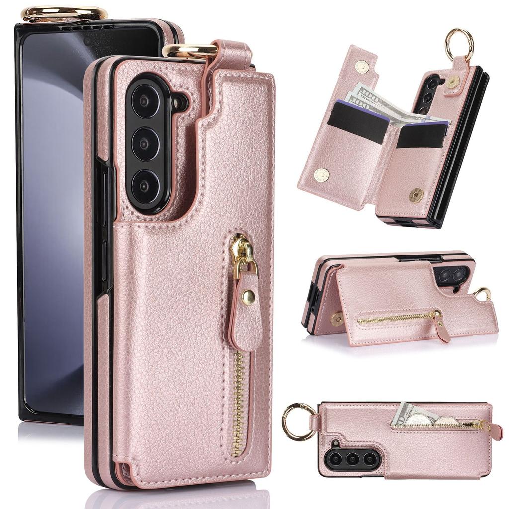 Samsung Z FOld7 Folding Mobile Phone Case FOld6 Zipper Mobile Phone Case Ring Wallet Protection Case