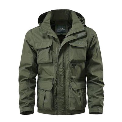 Herren Winddichte Outdoorjacke mit abnehmbaren Ärmeln - Frühling/Herbst Mehrere Taschen Arbeitskleidung, Lockere Passform, Große Größe