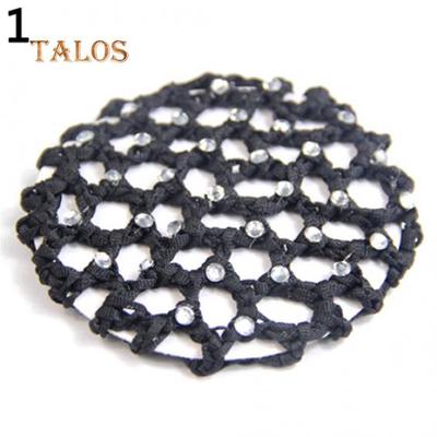 Women Bun Cover Hair Net Ballet Dance Skating Rhinestone Crochet