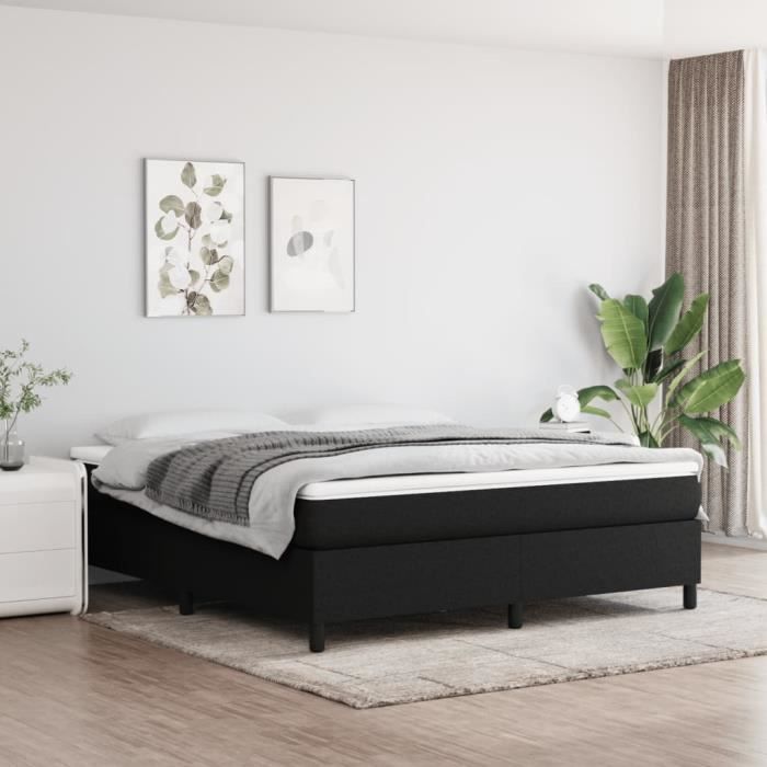 3144441 vidaXL Lit à sommier tapissier avec matelas Noir 180x200 cm Tissu