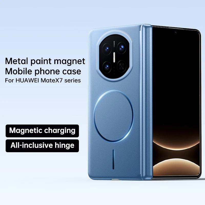 Case For Huawei Mate X7 X6 Magsafe Electroplated Frosted Magnetic Hard PC Cover For Mate X7 X6 X5 Shockproof Hinge Phone Shell
