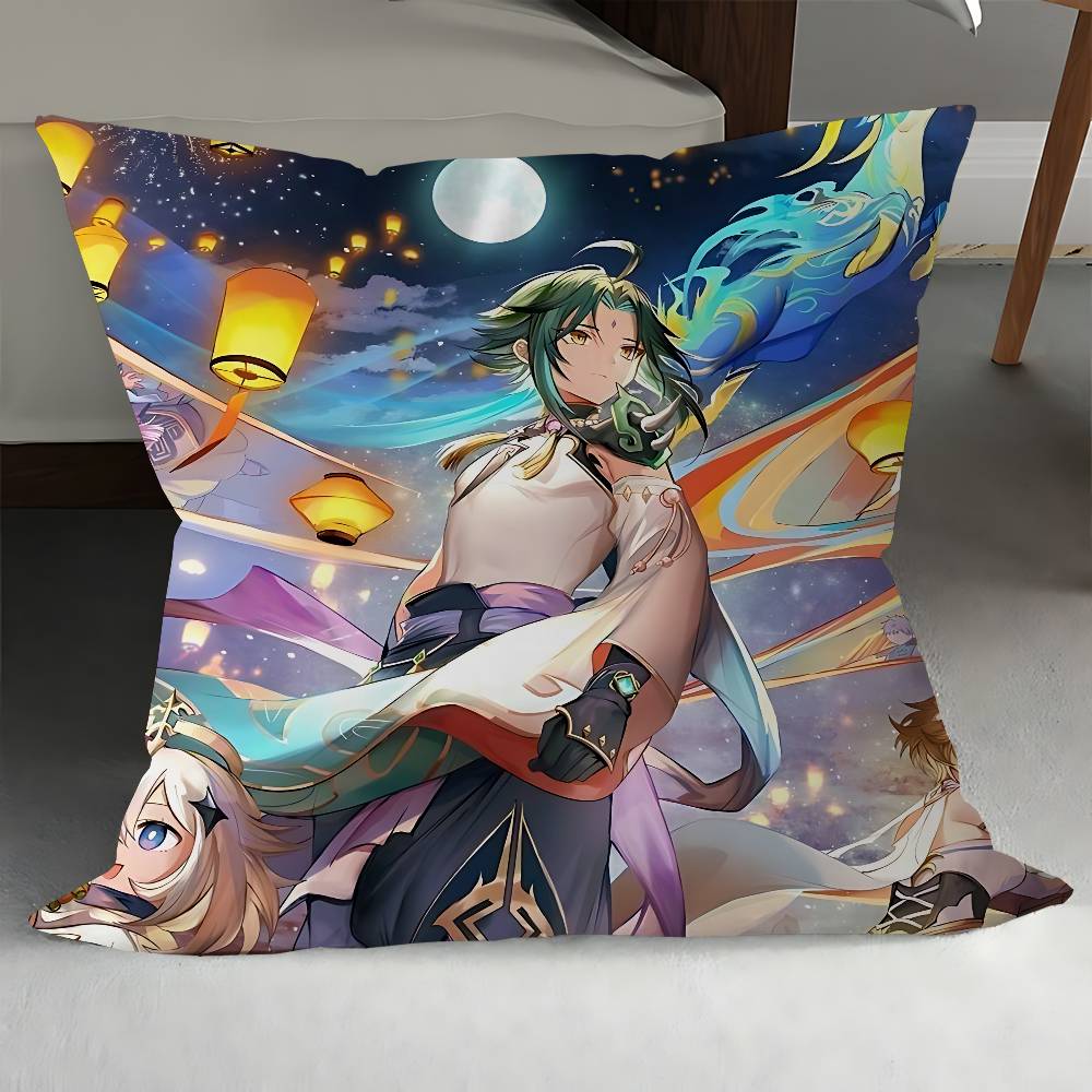 Сяо Genshin Impact 45*45см Наволочка Чехол для подушки Декоративная наволочка Домашняя наволочка Для диванной подушки 12x12Inch