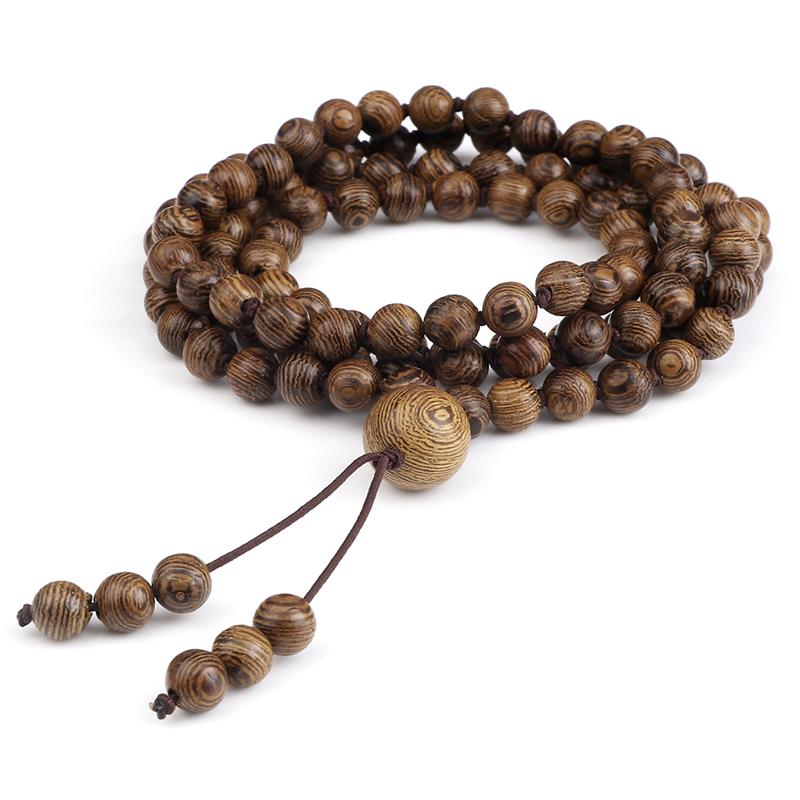

108 Beads Elastic Bracelet 6mm Pine Rosary Lava Stone Necklace Prayer Beaded Mala Bangles Unisex Jewelry Gift For Women Men Yoga