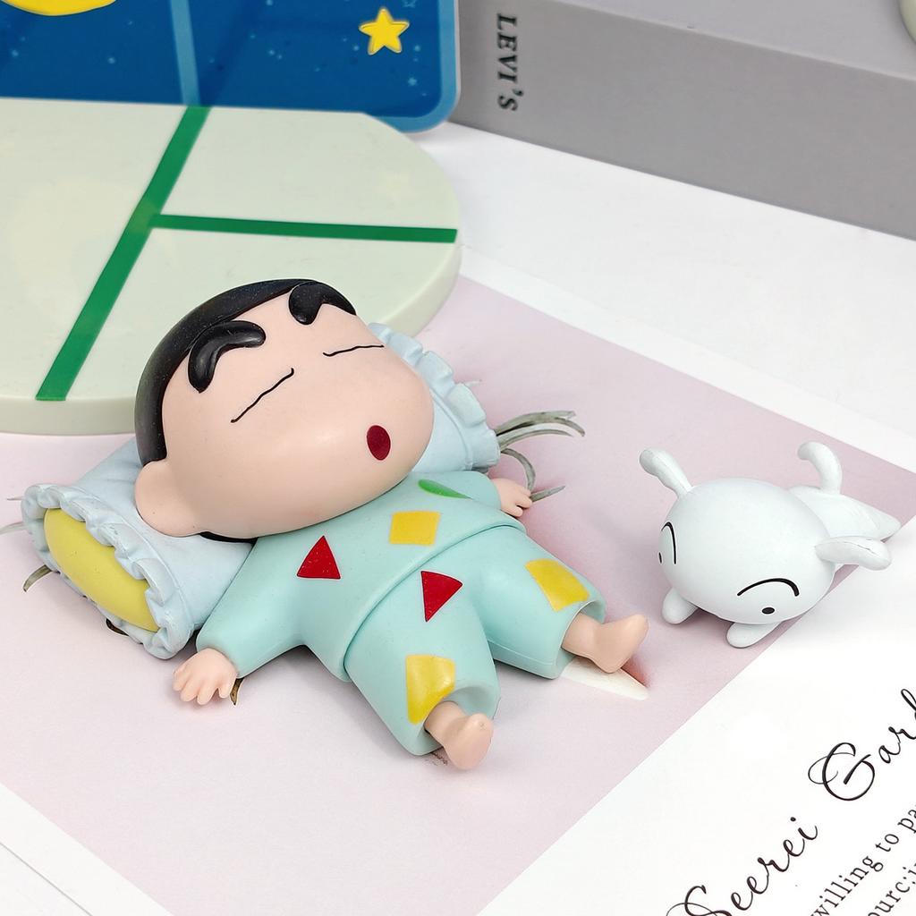 New Anime Crayon Shin-chan Action Figure PVC Collection Nohara Shinnosuke Sleep Handmade Model Kids Charm Hobby Toys
