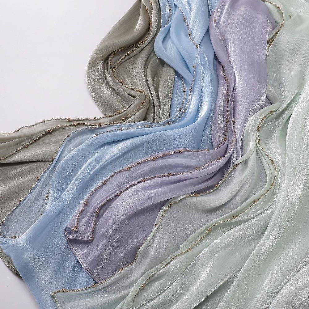 Unilateral golden chain Sunscreen shawl Shining Chiffon Hijab Veil High Qulaity Head Wrap  Outdoor