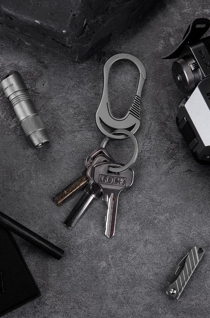 Titanium Carabiner Keychain - EDC Compatible Key Ring Model OLM01 (Gunmetal Gray)