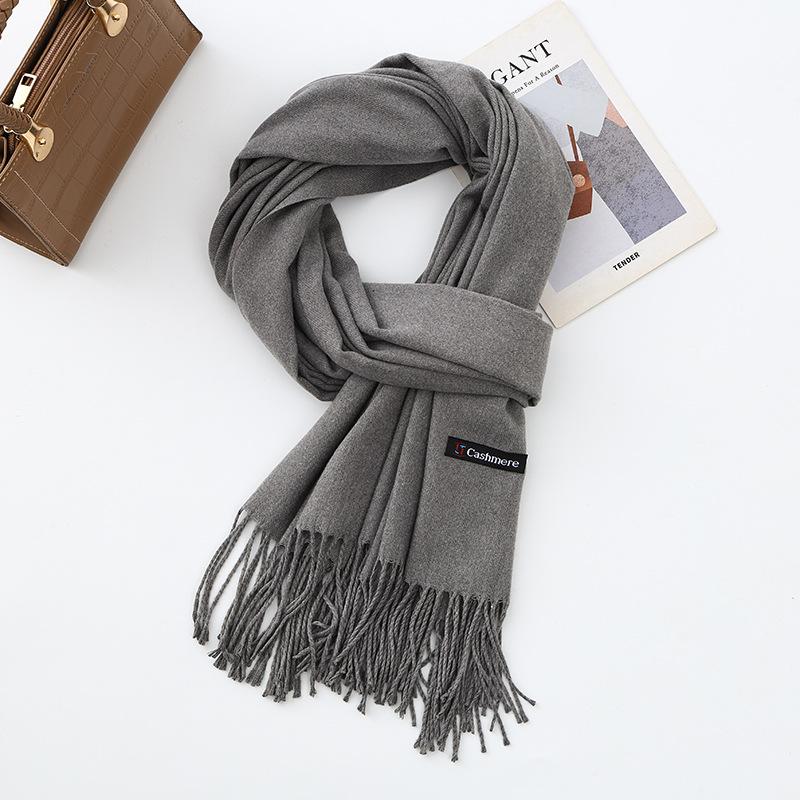 Cotton Solid Color Scarf for Women Winter Warm Wool Cashmere Scarf Autumn and Winter Women's Shawl Scarf Korean Style Atmosphere