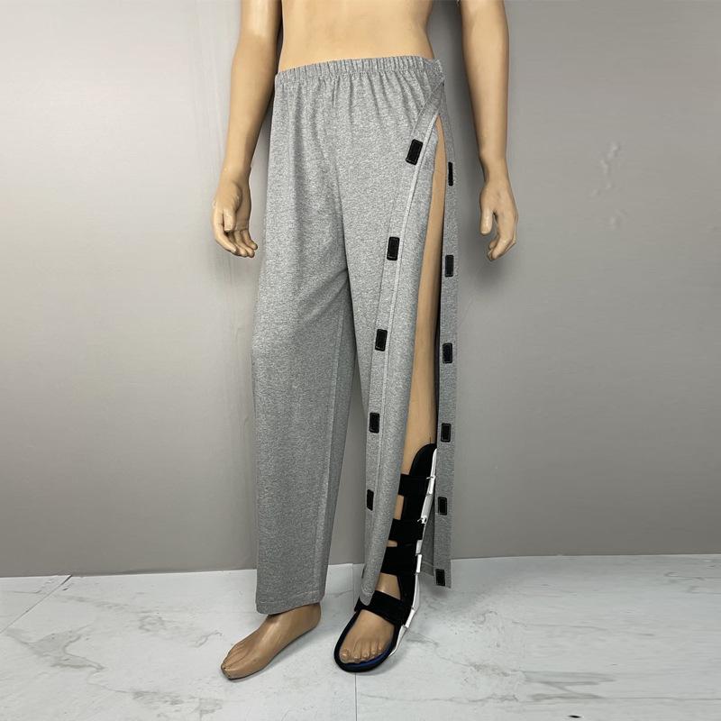 Easy-Wear Cotton Rehab Pants for Post-Surgery, Paralyzed, or Bedridden Men