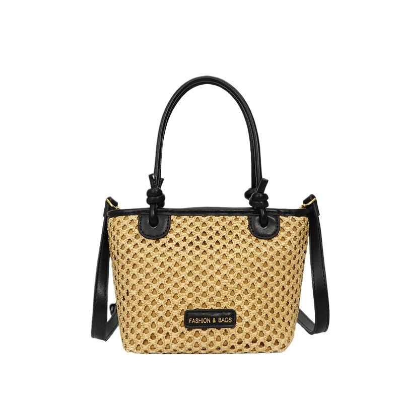 Korean Foreign Style Hand Carry Woven Bucket Bag 2025 New Fashion Casual Shoulder Bag Niche Design Messenger Bag